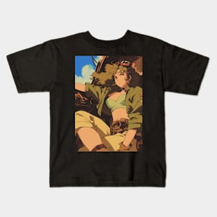 Steampunk Vintage 90s Anime Girl Kids T-Shirt